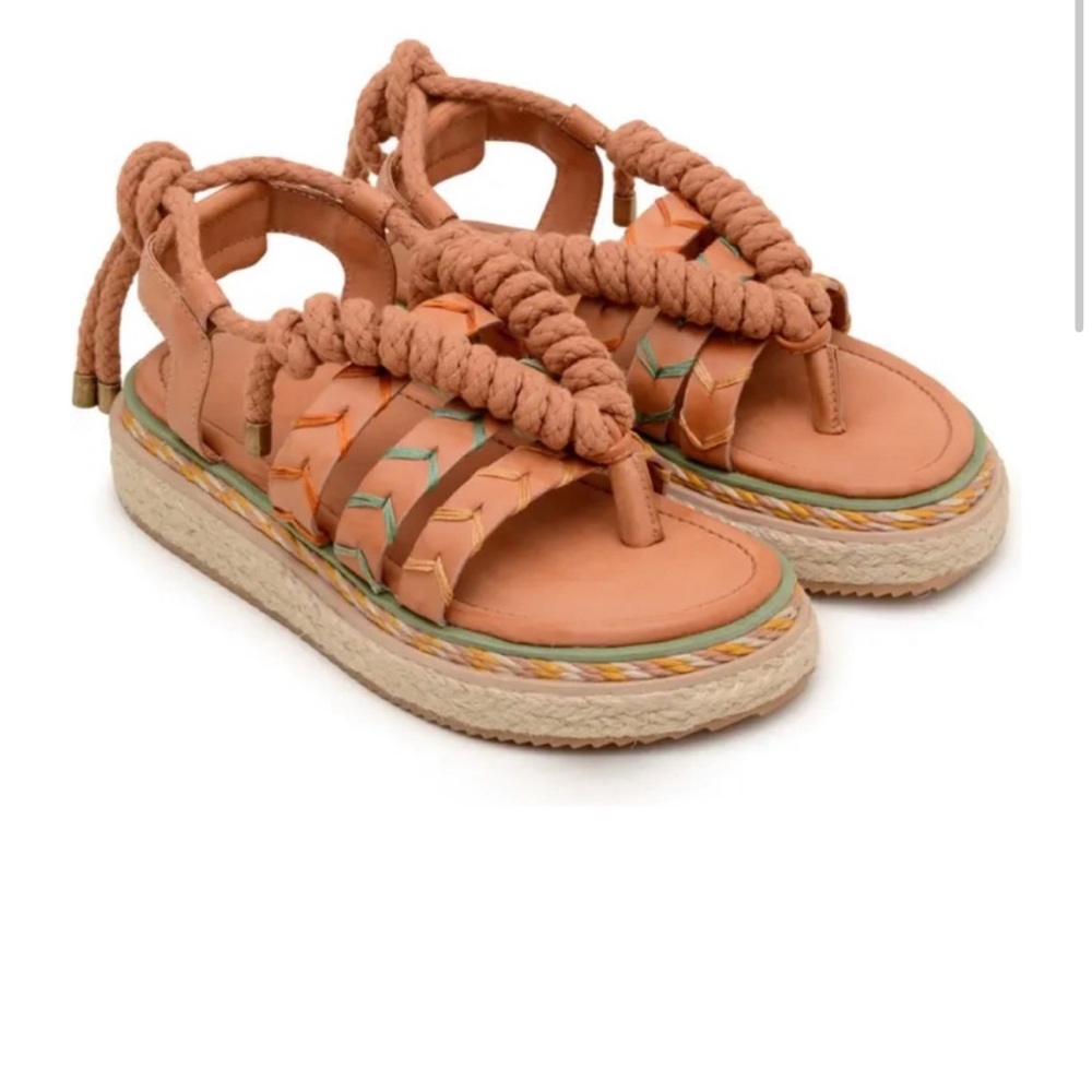New FARM Rio sand rope tie flatform sandals